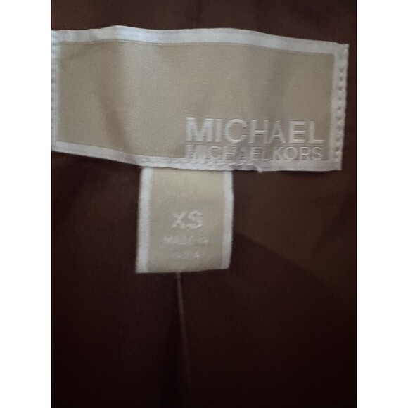 MICHAEL KORS Jacket 100% lambskin Leather Asymmetric Zip Brown luggage NWT - Picture 13 of 16